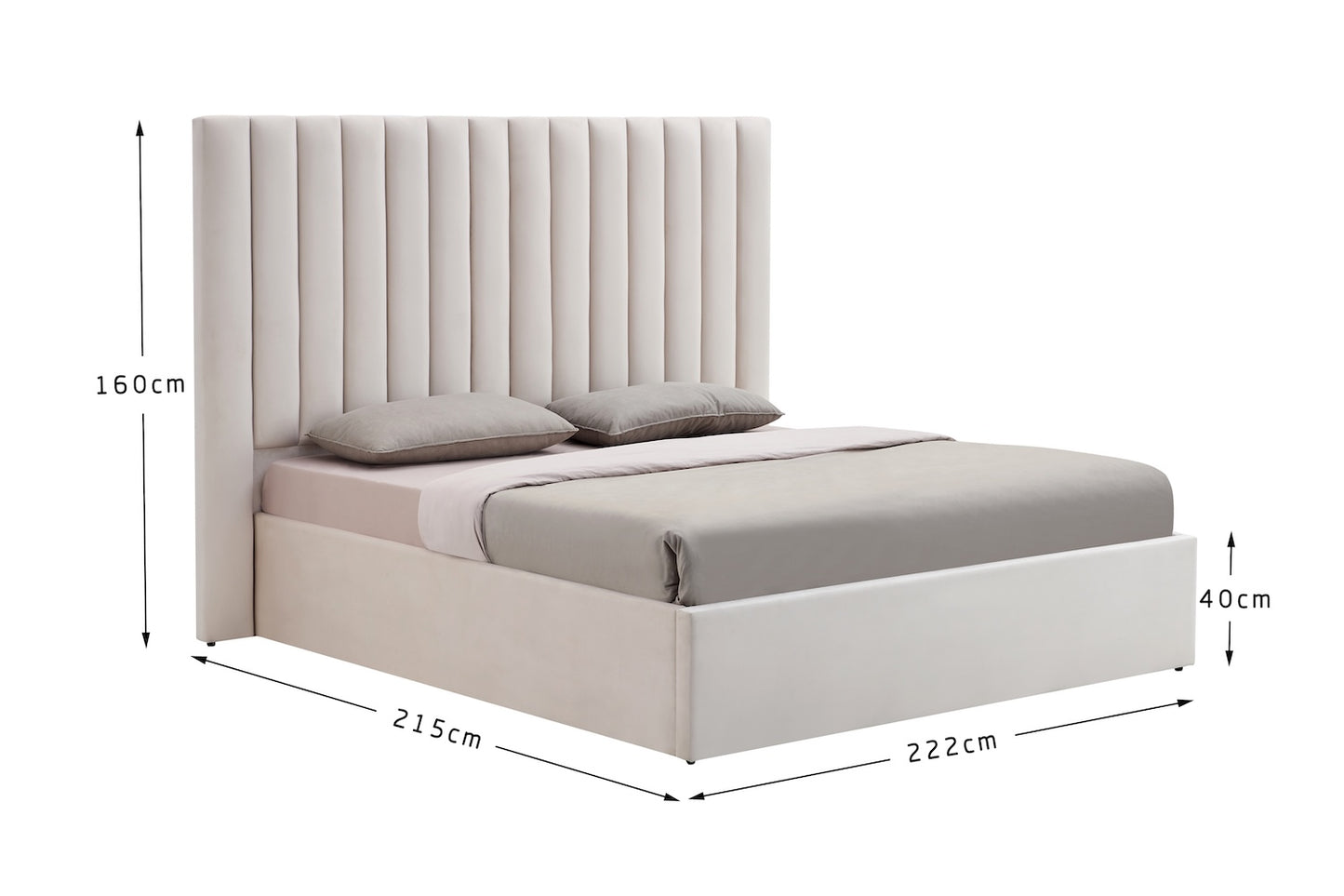 Marbella Bett mit Bettkasten, Beige, 180x200cm