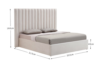 Marbella Bett mit Bettkasten, Beige, 180x200cm